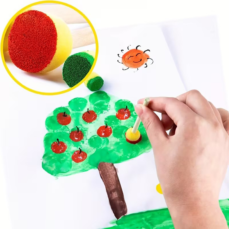 Набір спонжів для декорування та малювання Sponge-24, 1,2 см, 1,5 см, 2,5 см, 3 см, 24 шт - гурт(опт), дропшиппінг