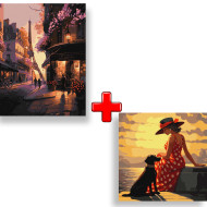 Набор картин по номерам 2 в 1 Идейка "Французские улочки" 40х50 KHO2198 и "Утренняя прогулка" 40х40 KHO2540