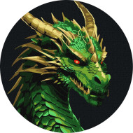 Картина по номерам "Зеленый дракон" ©art_selena_ua KHO-R1053 диаметр 19см