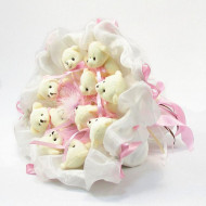 Букет з м'яких іграшок 11 ведмедиків 5286IT біло-рожевий