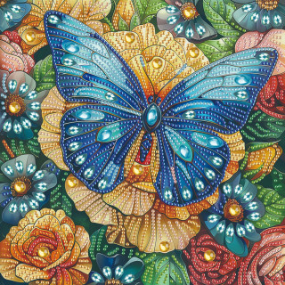 Алмазная мозаика "Синяя бабочка" BH001, 25х25 см