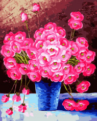 Картина по номерам. Brushme "Розовые цветы в синей вазе" GX9162, 40х50 см                                    