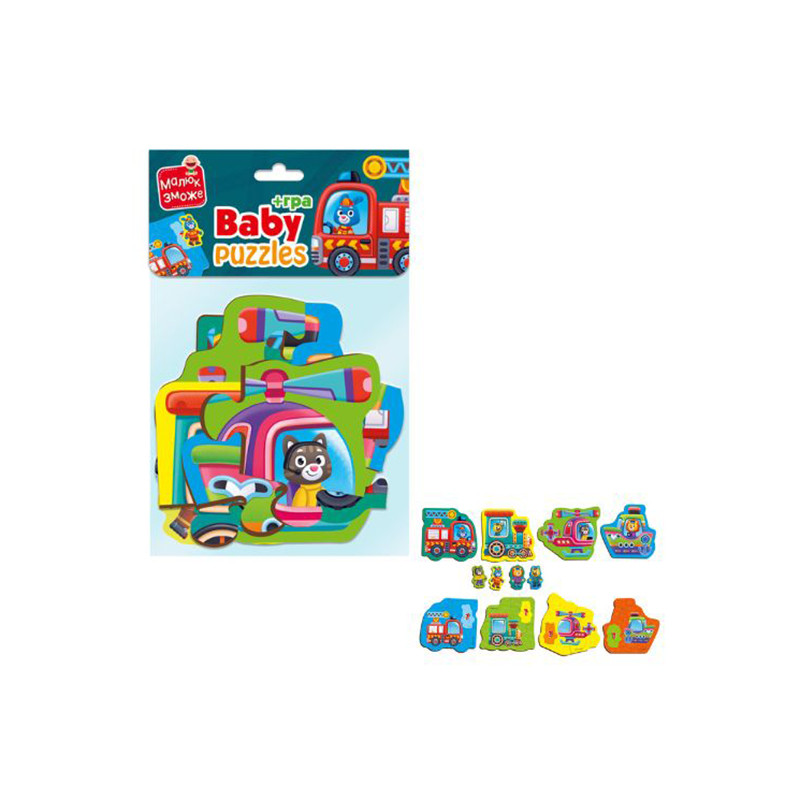 Пазли максі з грою Малюк Зможе «Транспорт та Тварини» Vladi Toys VT1722-24 Укр - гурт(опт), дропшиппінг 