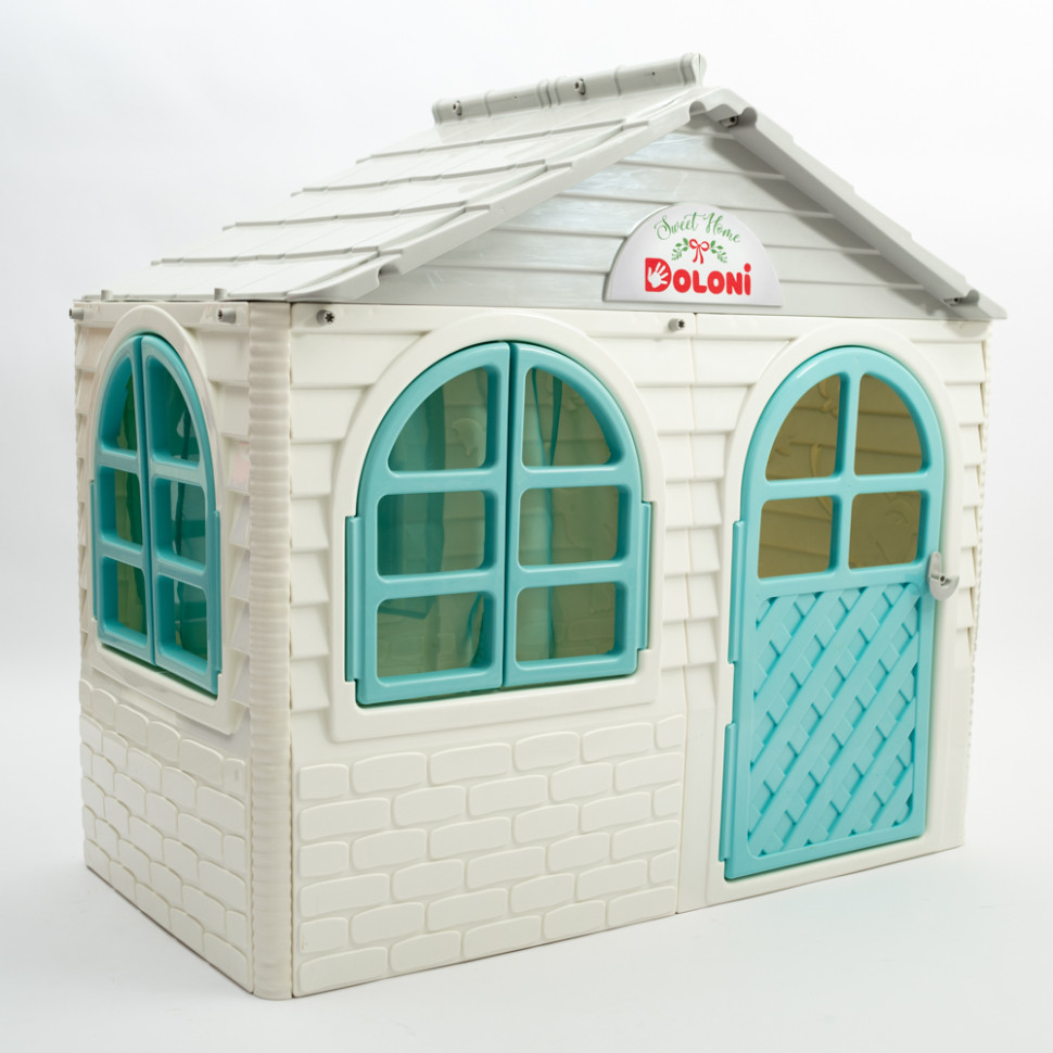 Ігровий Будиночок зі шторками Doloni Toys 02550/15 Біло-Бірюзовий - гурт(опт), дропшиппінг 