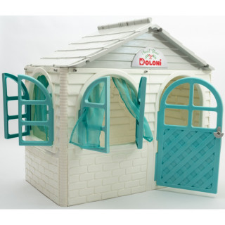 Игровой Домик со шторками Doloni Toys 02550/15 Бело-Бирюзовый