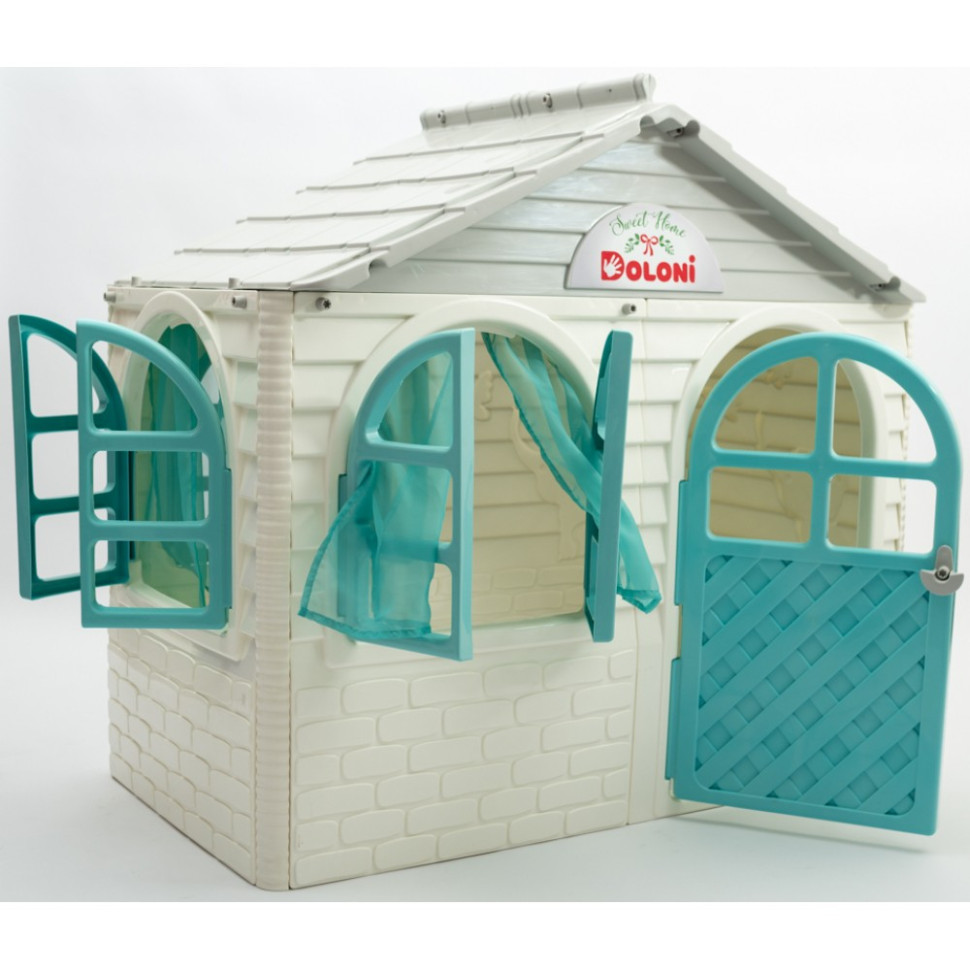 Ігровий Будиночок зі шторками Doloni Toys 02550/15 Біло-Бірюзовий - гурт(опт), дропшиппінг 