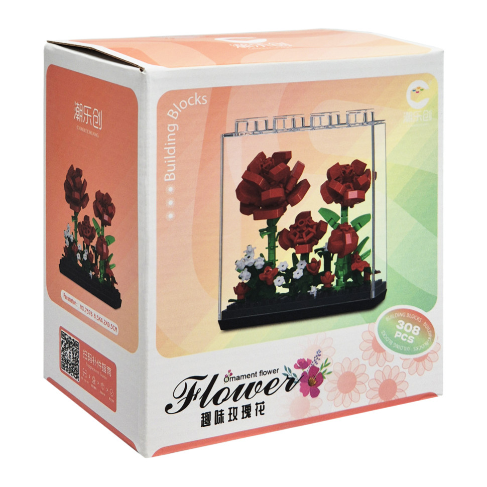 Дитячий Конструктор Ornament Flower 7376 у колбі, 308 деталей - гурт(опт), дропшиппінг