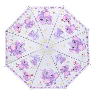 Детский зонтик "Слоники" MK 5793(Violet) длина 65,5 см, трость 60 см, диаметр 84 см