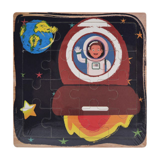 Деревянный пазл-вкладыш Космонавт в ракете 73260-15, 16 деталей