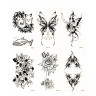 Набор временных тату «Бабочки и цветы №1» black-tattoo-mini-set-f01 из 6 черных по 9,5 х 5,5 см опт, дропшиппинг