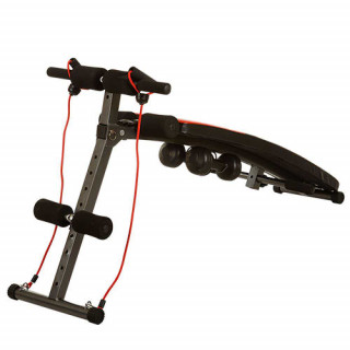 Тренажер-скамья для пресса и мышц спины MS 0042-1 в наборе  гантели 1,5кг и эспандеры