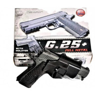 Детский пистолет на пульках "Colt 1911 Rail" Galaxy G25+ металл черный с кобурой
