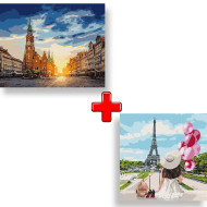 Набор картин по номерам 2 в 1 "Волшебный Вроцлав" 40х50 KHO3608 и "Гуляя по улицам Парижа" 40х40 KHO4756