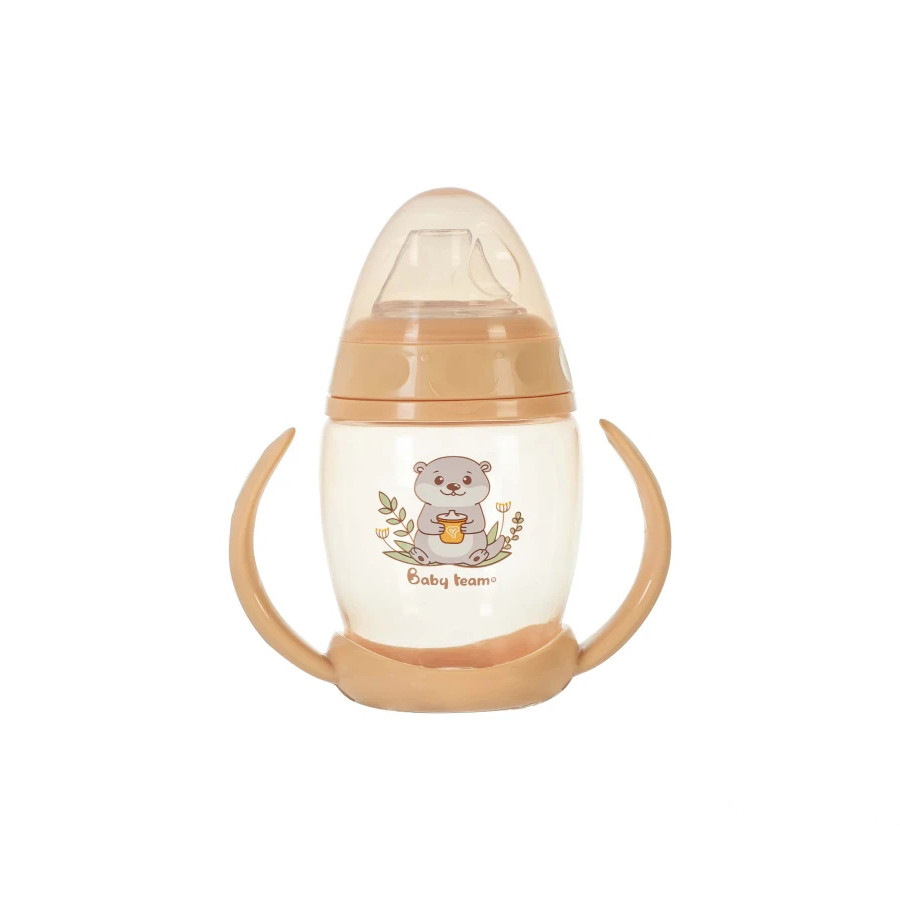 Поильник с силиконовым спаутом и ручками 5004BT_персиковий 250 мл опт, дропшиппинг