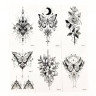 Набор временных тату «Бабочки и цветы №3» black-tattoo-mini-set-f03 из 6 черных по 9,5 х 5,5 см опт, дропшиппинг