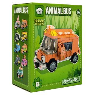 Детский конструктор Puppy Bus BB121E-B серии "Animal Bus", 110 деталей