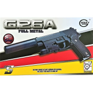 Игрушечный пистолет "Sig Sauer P226" с глушителем Galaxy G26A Металл, черный