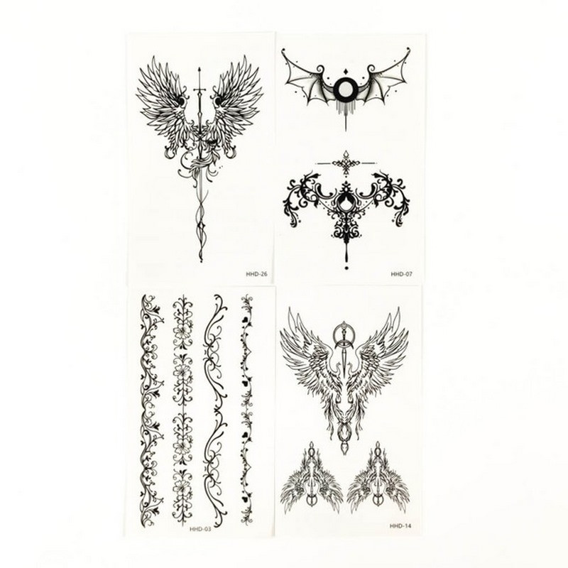 Набор временных тату «Готика» black-tattoo-mini-set-gotic из 4 черных по 9,5 х 5,5 см              опт, дропшиппинг