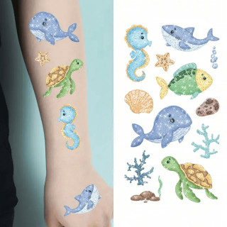 Набор детских блестящих временных тату «Морские животные» kids-tatto-see-set10