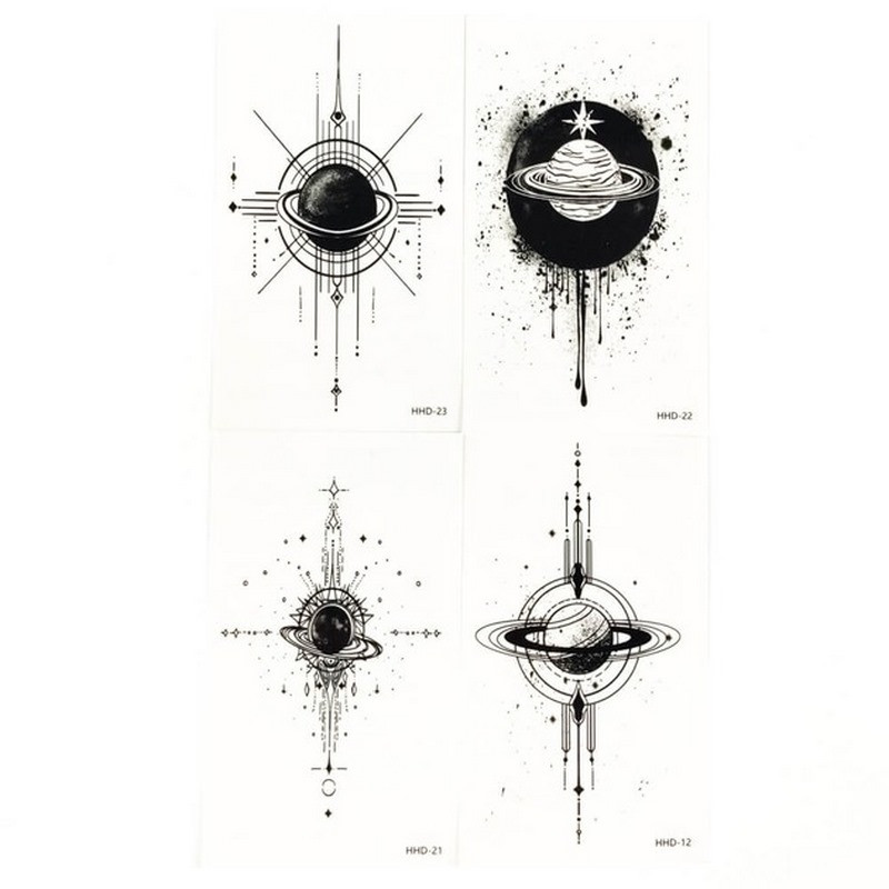 Набор временных тату «Космос» black-tattoo-mini-set-space из 4 черных по 9,5 х 5,5 см              опт, дропшиппинг