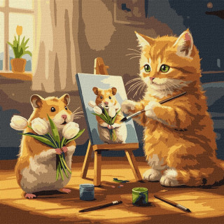 Картина по номерам "Кот художник" ©art_selena_ua KHO6758, 40х40 см 