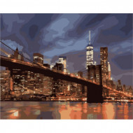 Картина по номерам. Городской пейзаж "Ночной Нью-Йорк" KHO2133, 40*50 см                              