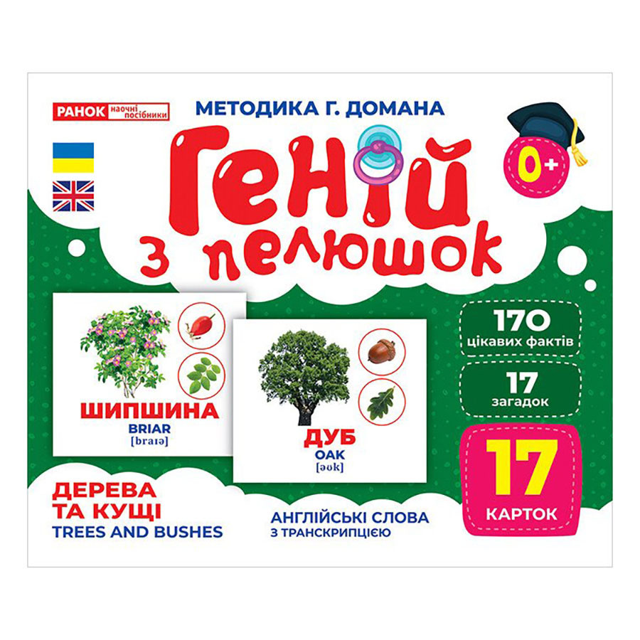 Набор развивающих карточек Гений с пеленок Деревья и кустарники 10107196, 17 карточек опт, дропшиппинг