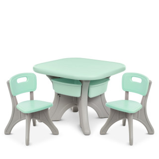 Детский столик с двумя стульями NEW TABLE-5 бежево-мятный
