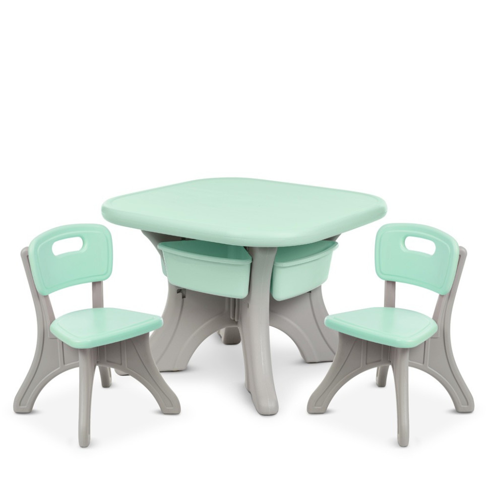 Детский столик с двумя стульями NEW TABLE-5 бежево-мятный опт, дропшиппинг