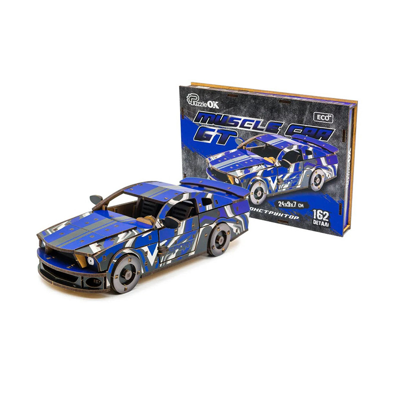 Деревянный 3D конструктор Mustang GT Puz-00642, 162 детали опт, дропшиппинг