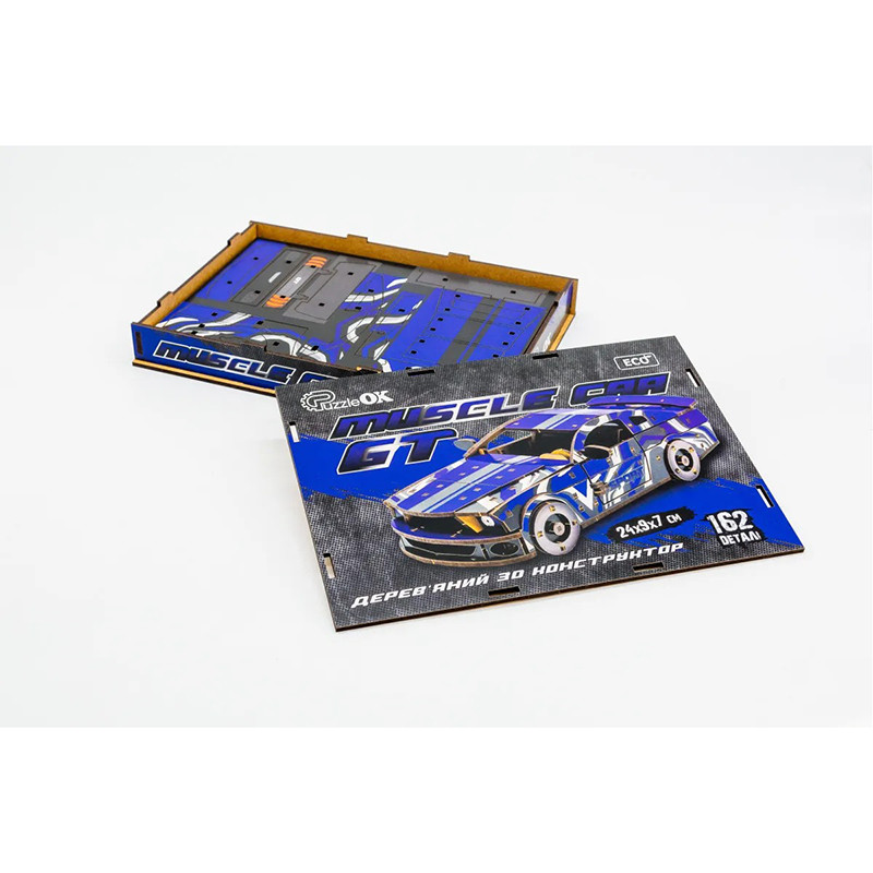 Деревянный 3D конструктор Mustang GT Puz-00642, 162 детали опт, дропшиппинг