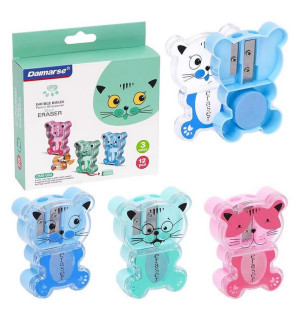 Точилка для карандашей "Кот" COLOR-IT DMS-086 с ластиком 2 в 1