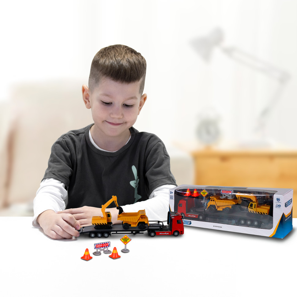 Игровой набор Автоперевозчик TechnoDrive 541757.270 самосвал, экскаватор опт, дропшиппинг