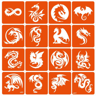 Набор трафаретов для био-тату "Dragons" dragons-16