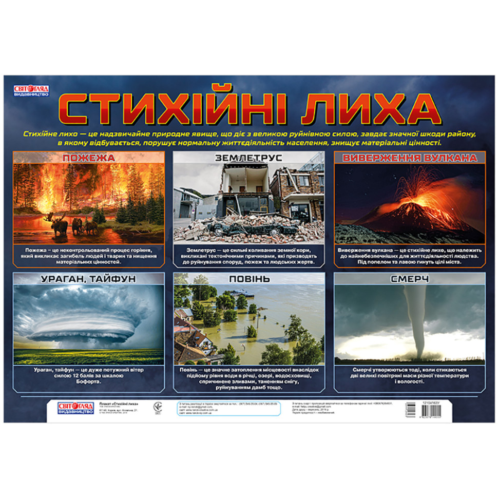 Плакат обучающий Стихийные бедствия 12104163 размер 68 x 47 см опт, дропшиппинг
