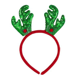 Ободок новогодний "Оленьи рожки" 2511(Green) 16,5х14,5 см
