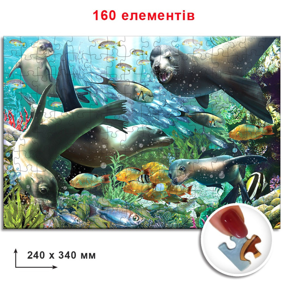 Пазли Моржі, тюлені, котики 82999 ЕГ-08 160 елементів - гурт(опт), дропшиппінг 