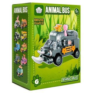 Детский конструктор Rhino Bus BB121E-G серии "Animal Bus", 104 детали