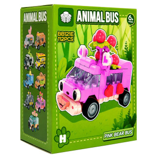 Детский конструктор Pink Bear Bus  BB121E-H серии "Animal Bus", 112 деталей