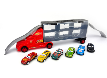 Игровой набор машинок "Тачки" 558-4 / 3788-2 грузовик с гаражом и 6 машинок