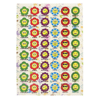 Оценивающая наклейка Цветы KT23082503, 1 лист, 48 наклеек