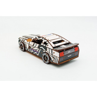 Деревянный 3D конструктор "Muscle car GT" Puz-00639, 162 детали, белый
