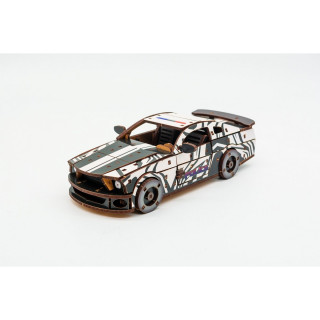 Деревянный 3D конструктор "Muscle car GT" Puz-00639, 162 детали, белый