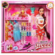 Игровой набор Кукла с дочкой "Quenn Sweet" 313K43(Orange-Blue) с аксессуарами