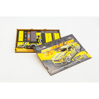 Деревянный 3D конструктор "Muscle car GT" Puz-00638, 162 детали, желтый