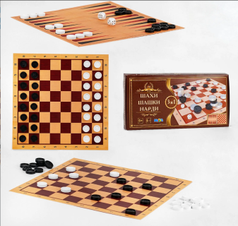 Настольная игра шахматы, шашки, нарды S0003, 3в1 