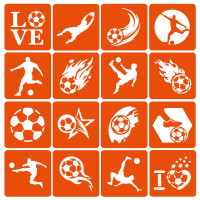 Набор трафаретов для био-тату "Футбол" (football-simple-16) 16 шт, 6х6 см