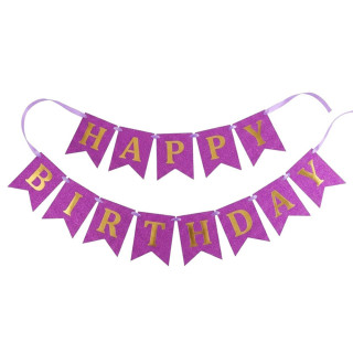 Гирлянда с флажками "Happy Birthday" MK 5955(Violet) фиолетовый
