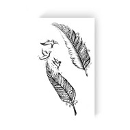 Временная татуировка "Перья с птицами" L-15 черный