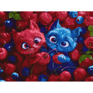 Картина по номерам "Ягодные пушистики" ©art_selena_ua KHO5143, 30х40 см 